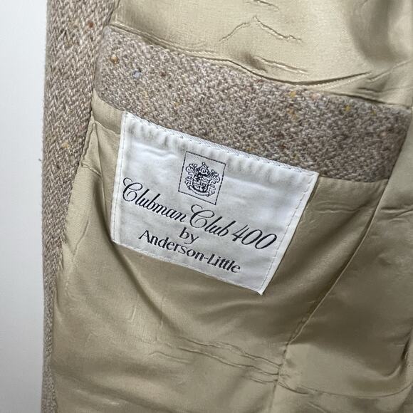 VTG Clubman Anderson Little Tan Beige Wool Blazer Sport Jacket Elbow Patches 40S - Picture 10 of 15